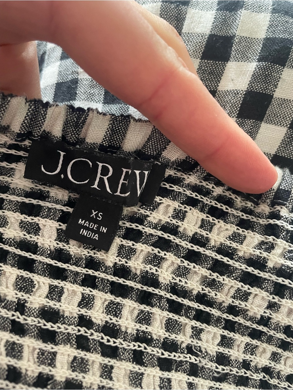 J. Crew Black and White Gingham Smocked Midi Dress - Picture 5 of 5